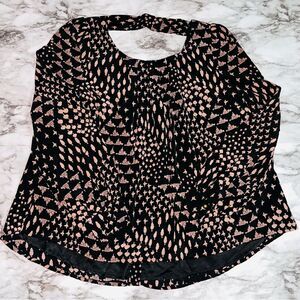 Ark & Co. Taj Mahal Blouse Keyhole Graphic Black/Tan Women M Business Artistic